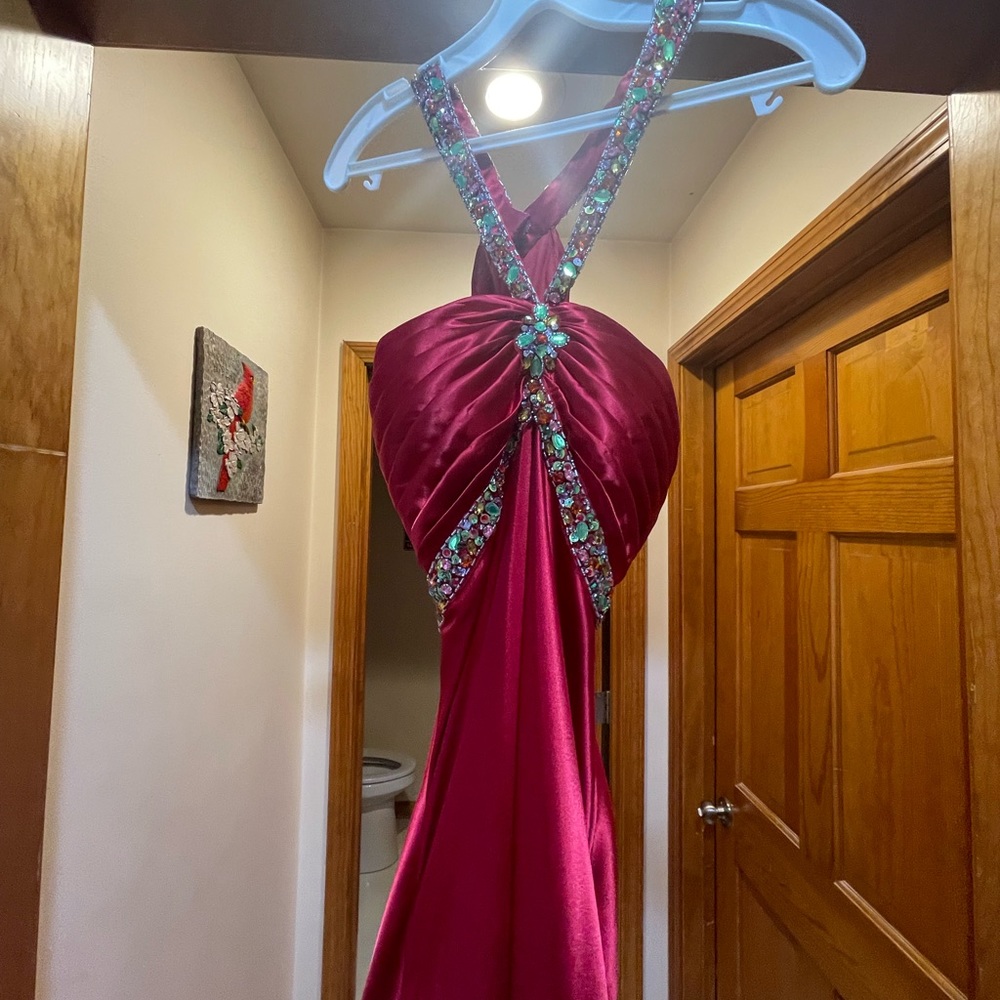 Red Tiffany prom dress size 10